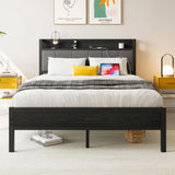Full Size Bed Frame, Storage Headboard with Charging Station, Solid and Stable, Noise Free, No Box W840P179122
