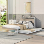 ZUN Queen Size Metal Platform Bed Frame with Trundle, USB Ports and Slat Support ,No Box Spring Needed 44472999