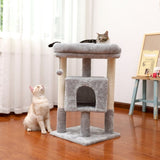 ZUN Modern Small Cat Tree Cat Tower with Sisal Scratching Post, Cozy Condo, Top Perch and Dangling Ball 75440941