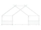 White Flat Bed House Shape with Side Guardrails Twin Children's Iron Bed 70816319