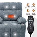 ZUN Grey Blue Dual Motor Infinite Position Up to 350 LBS Chenille Power Lift Recliner Chair, Heavy Duty W1803P250564