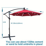 ZUN 10 ft Outdoor Patio Umbrella Solar Powered LED Lighted 8 Ribs Umbrella with Crank and Cross Base for W65627950