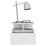 Adele Floating Nightstand , End Table, Side Table Drawer, Open Top Shelves -White B07092133