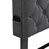 KING -Size Upholstered Platform Bed Frame with a Modern Button-Tufted Linen Fabric Headboard,USB W311P285483