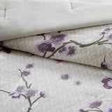 8 Piece Cotton Comforter Set Purple/Taupe Queen B03596977