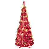 Artificial 6ft Red Pop Up Christmas Tree with 150 lights,4 ribbons,1 large bow,12 Christmas 29943442