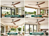70in ceiling fan with lights, comes with wall control and remote, six-speed reversible motor, three W3775P566868