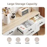 ZUN 7 Drawer Dresser for Bedroom with Deep Drawers, Wood & Chest of Drawers, Modern White Long 99349674