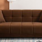 ZUN WKS13 Mid-century modern style: camel sofa simple, small square design, velvet fabric texture W2085P173260