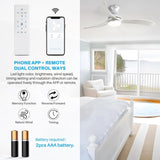 52 Inch Modern Ceiling Fan With 3 Color Dimmable Solid Wood Blades Remote Control Reversible DC W934P152321