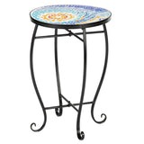 ZUN Blue Hawaiian Sun Mosaic Round Terrace Bistro Table 62269715