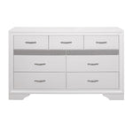 ZUN Modern Glam Dresser of 7 Drawers White and Silver Glitter Hidden Jewelry Drawers Ball Bearing Glides B011P149827