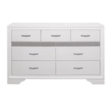 ZUN Modern Glam Dresser of 7 Drawers White and Silver Glitter Hidden Jewelry Drawers Ball Bearing Glides B011P149827