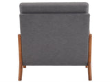 High Back Solid Wood Armrest Backrest Iron Frame Linen Indoor Leisure Chair Dark 04487622