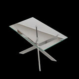 Modern minimalist tempered glass coffee table metal leg rectangular dining table transparent glass W1727P206493