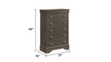 Blaze Modern Style 5-Drawer Chest Made with Wood in Metallic Gray B009P286645