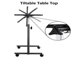 Multifunctional Adjustable Bedside Table MDF/Iron/4 Wheels With Brake, Silver Grey 43020474