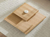 3-Piece Modular Stacking Coffee Table Natural Wood Look, Mordern MDF Table front of the Sofa, W2582P451418