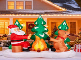 9FT Lighted Christmas Inflatable Decoration, Inflatable Santa and Reindeer Around Campfire, Funny 30767144