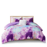 Twin/Twin XL Watercolor Tie Dye Printed Comforter Set with Throw Pillow B035129810