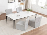 Linen Dining Chairs, Modern Fabric Side Chairs for Dining Room and Kitchen, with Padded Seat and W1170P365356
