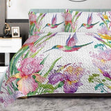 Colorful Bird Flower Design Quilt Set 3 Pieces Queen Size Soft Warm Bedding Set Include 1 Quilt And 11614767