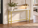 31.50"x7.87"x31.10" Console Table, MDF with Melamine Veneer & Iron Frame, with Power Outlet, White & 93057525