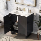30" Bathroom vanity Set with Sink, Combo Cabinet, Bathroom Storage Cabinet, Solid Wood Frame WF319594AAB