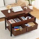 ZUN Metal coffee table,desk,with a lifting table,and hidden storage space.There were two removable 88018083