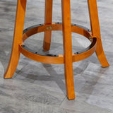 30" Bar Height X-Back Swivel Stool, Natural Finish, Beige Fabric Seat B04660717