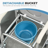 Gray Shower Commode Wheelchair, Waterproof Rolling Over Toilet Chair with Padded Seat 33724460