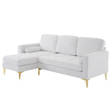 218*141*87cm Burlap Diamond Electroplated Gold Trident Legs Three Seats With Footstool Indoor 29311242