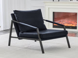 Black Faux Leather Accent Chair with Black Metal Frame and Armrests 74273429