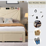 ZUN Full Size Bed Frame with 2 Storage Drawers, Upholstered Bed Frame with Wingback Headboard Storage W1916126256