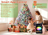 6ft Pre-Lit Flocked Christmas Tree, 300 RGB LED Lights with Smart APP & Remote, 16M Colors Music 22281427