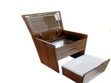 (Walnut) 3 in 1 Vanity Desk with Plip Top Mirror,Small Make Up Vanity Set with Visible Glass 85966326