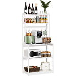 ZUN Bamboo Microwave Stand, Bakers Racks for Kitchens with Storage Shelves, 5 Tier Kitchen Stand with 4 59645494