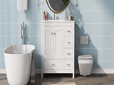 36" White Bathroom Vanity with Ceramic Sink Combo, Abundant Storage Cabinet -2 Soft-close doors and WF319798AAK