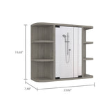 Milan Medicine Cabinet, Six External Shelves Mirror, Three Internal Shelves -Light Gray B20091957