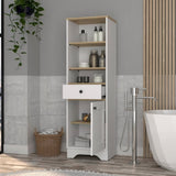 Light Oak and White 1-Drawer 3-Shelf Linen Cabinet B06280551