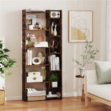 Rustic Brown 6-Tier Bookshelf Wooden Bookcase 22744968
