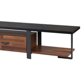 Walnut and Black 2-Drawer TV Stand with 1 Shelf B062P215423