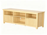 Entertainment Center TV Stand with 4 Open Cubbies & 2 Fluted Hinged Storage Doors, Adjustable Inner 90375918