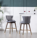 Leland Fabric Upholstered Counter Height Wingback Stools, Set of 2, Gray T2574P165108