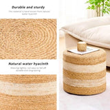 Handmade Woven Foot Stool Natural Water Hyacinth Ottoman for Home Decor & Seating White 70789887