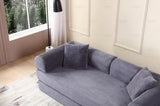 Convertible Sleeper Sofa Bed with Cylindrical Pillow - Corduroy Folding Mattress Couch with W3199P277911