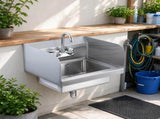 17x12.8" Hand Sink with Faucet, Wall-Mount Commercial Hand Washing Sink with Side Splash for 52428902