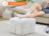 Square Ottoman Foot Stool Corduroy Vanity Chair Bench with Padded Woven Footrest for Entryway Living 32381225