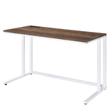 Walnut and White Writing Desk with USB Port B062P209214