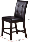 Simple Contemporary Set of 2 Counter Height Chairs Brown Finish Dining Seating's Cushion Chair B01157355